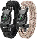 A2S Protection Paracord Bracelet K2-Peak – Survival Gear Kit with Embedded Compass, Fire Starter, Emergency Knife & Whistle EDC Hiking Gear- Camping Gear