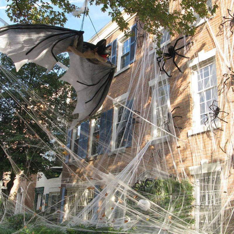 Halloween Spider Webs Stretchable Indoor & Outdoor Spooky Cobwebs with 25 Fake Spiders Halloween Decorations