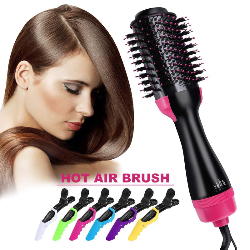 Hair Dryer Brush, Homga Hot Air Brush One Step Hair Dryer & Volumizer,3-IN-1 Multi-functional Negative Ion Electric Hair Blow Dryer & Styler Hair Straightener Curler Salon Hair Comb with 6 Hair Clips