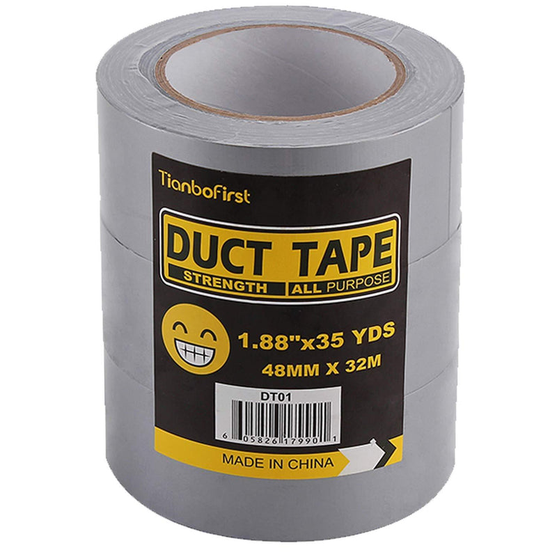 Professional Grade Duct Tape, Silver, 48mm x 32m (1.88 Inch x 35 Yards), 8.27mil Thick (Pack of 3)