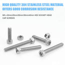 DYWISHKEY 70 Pieces M5 x 20mm/25mm/30mm/35mm/40mm Stainless Steel 304 Hex Socket Head Cap Bolts and Nuts Kit