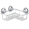 iPEGTOP Suction Cup Corner Shower Caddy Bath Shelf - Combo Organizer Basket Holder with Soap Dish and 8 Hooks - Rustproof Stainless Steel for Bathroom Storage