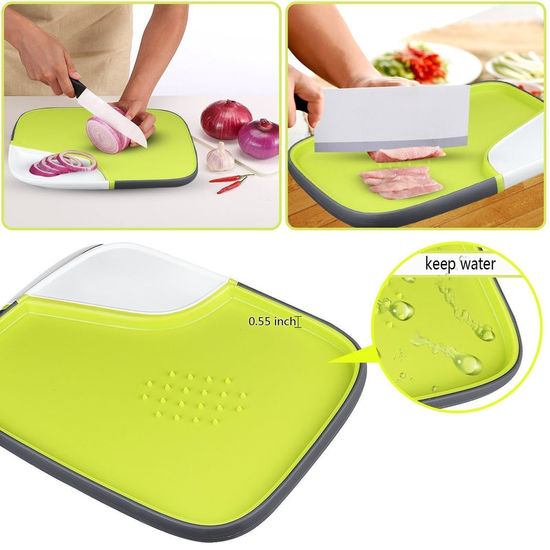 Elegant House Plastic Cutting Board with Juice Groove, 15x11x0.9 Inch Reversible Non-Slip Kitchen Chopping Board Mat for Food Prep, Dishwasher Safe, Anti-Microbial