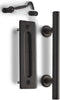 MJC & Company - 12" Square Modern Sliding Barn Door Handle Pull/Flush Combo and Privacy Lock - Indoor/Outdoor Hardware Set - Black Powder Coated Steel for Bedroom, Bathroom, Closet, Shed, or Gate