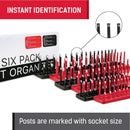 Socket Organizer Trays - 6 Piece SAE & Metric Socket Holder - Socket Tool Set Storage for ¼ inch, ⅜ inch and ½ inch Drive Holder for Mechanics