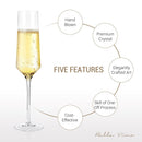 Hand Blown Crystal Champagne Flutes - Bella Vino Elegant Champagne Glasses Made from 100% Lead Free Premium Crystal Glass，Perfect for Any Occasion,Great Gift, 10", 7 Oz, Set of 2, Clear