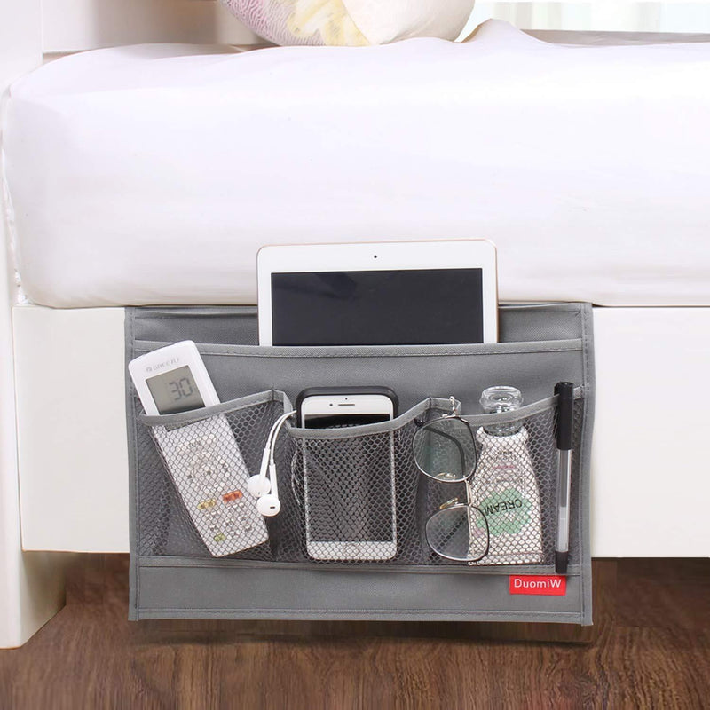 DuomiW Bedside Storage Organizer, Beside Caddy, Table Cabinet Storage Organizer, TV Remote Control, Phones, Magazines, Tablets, Accessories (Brown)