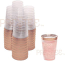 Rose Gold Plastic Cups | 12 oz. 50 Pack | Hard Clear Plastic Cups | Disposable Party Cups | Fancy Wedding Tumblers | Nice Rose Gold Rim Plastic Cups | Elegant Decoration Cups | Plastic Tumblers Bulk