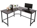 TOPSKY L-Shaped Desk Corner Computer Desk 55" x 55" with 24" Deep Workstation Bevel Edge Design (Oak Brown+ Black Leg)