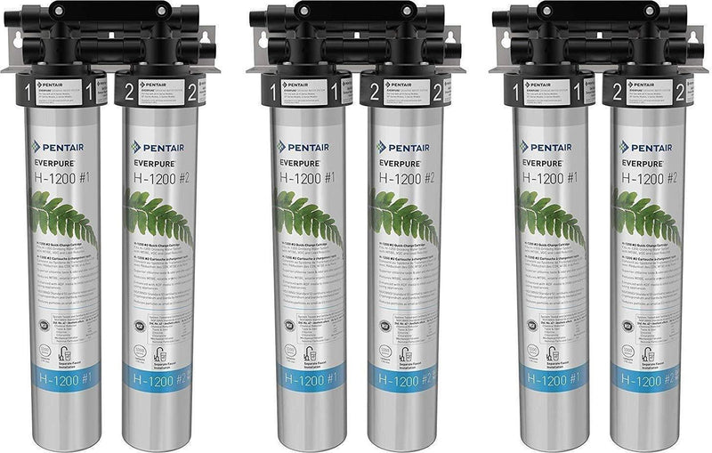 Everpure H-1200 Drinking Water Filter System (EV9282-00). Quick Change Dual Cartridge System. Commercial Grade Water Filtration and Lead Reduction