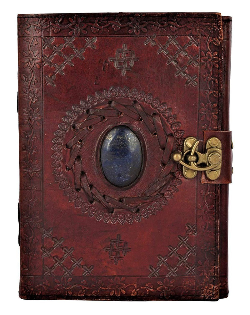 Leather Journal with Semi-precious Stone & Buckle Closure Leather Diary Gift for Him Her