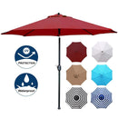 Blissun 9' Outdoor Market Patio Umbrella with Push Button Tilt and Crank, 8 Ribs (Tan)