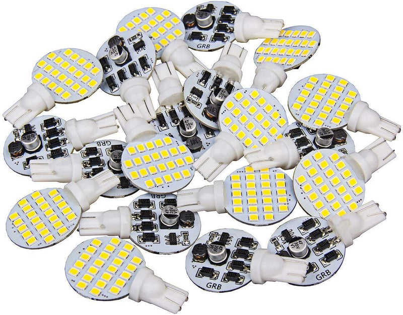 20 x Super Bright 921 Natural White 4.8w RV, Trailer, Camper Interior LED T10 194 Boat,landscaping,Wedge 24-SMD LED Light Bulb 12v(Pack of 20)