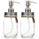 Tosnail 2 Pack 16-Ounce Clear Glass Mason Jar Soap Dispenser with Stainless Steel Pump - Great for Dish Soap, Liquid Hand Soap, Lotion, Shampoo