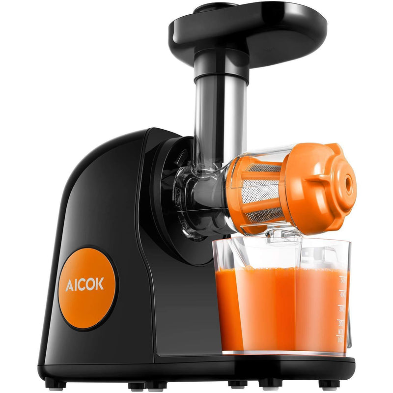 Juicer Machines, Aicok Slow Masticating Juicer Extractor Easy to Clean, Quiet Motor & Reverse Function, BPA-Free, Cold Press Juicer with Brush, Juice Recipes for Vegetables and Fruits