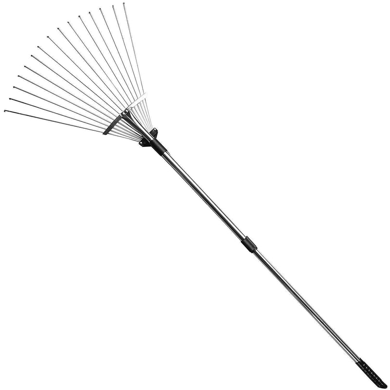 gonicc 63 inch Professional Adjustable Garden Leaf Rake, Expanding Metal Rake - Adjustable Folding Head from 7 Inch to 22 Inch. Collect Leaf Among Delicate Plants,Lawns and Yards. Ideal Camp Rake.