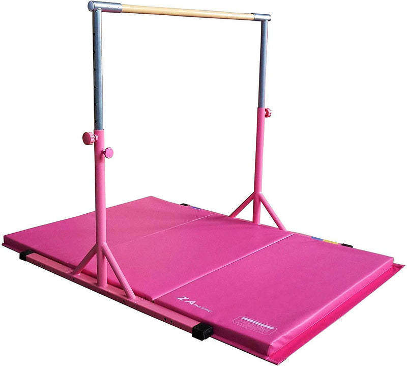 Z Athletic Adjustable Kip Bar and Gym Mat for Children's In Home Gymnastics Multiple Sizes and Colors