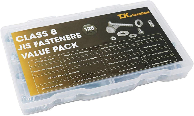 T.K.Excellent Hex Bolts M6 M8 M10 and Hex Nuts and Washers Set Kit,128 Pcs