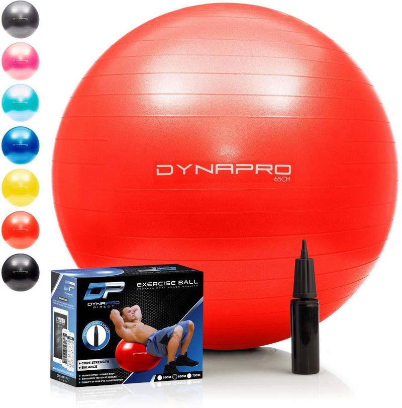 DYNAPRO Exercise Ball - 2,000 lbs Stability Ball - Professional Grade – Anti Burst Exercise Equipment for Home, Balance, Gym, Core Strength, Yoga, Fitness, Desk Chairs