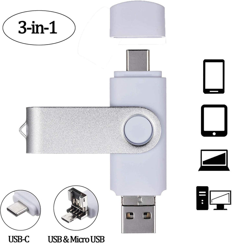 Android Flash Drive 64GB, ARETOP 3-in-1 Photo Stick for Android Phones (Both Micro and Type-C) Memory Stick Type C Micro USB Thumb Drive for Android 64gb Pen Drive