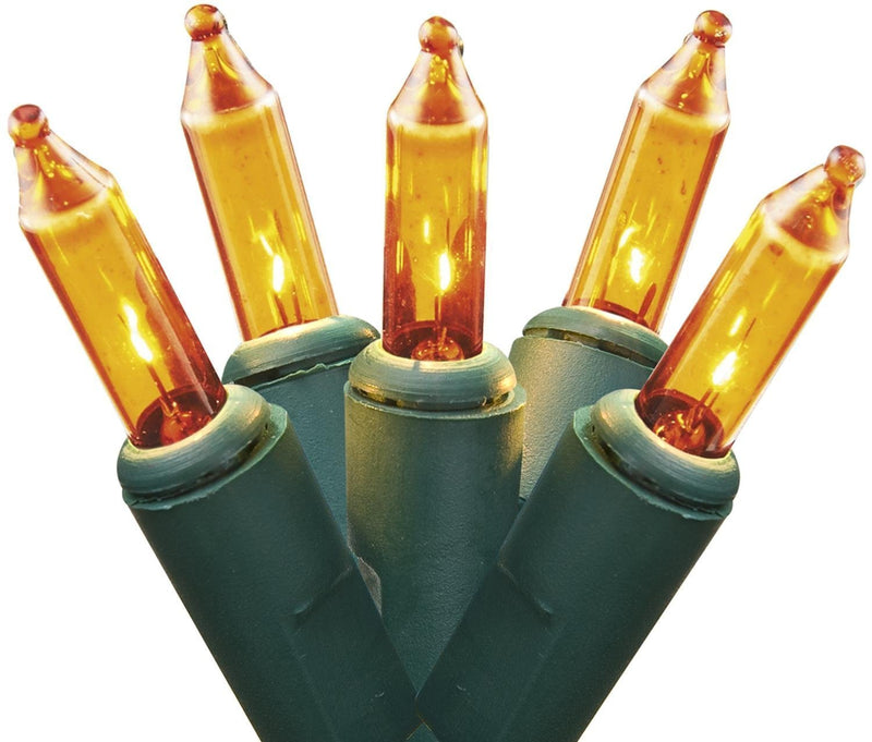 Dobar Holiday Essentials Ultra-Brite Gold Lights on Green Wire - Indoor/Outdoor Use - Set of 100 - UL Listed