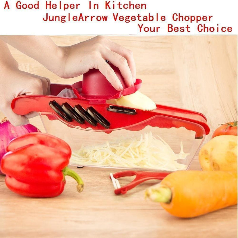Mandoline Vegetable Slicer Cutter Chopper,JungleArrow 6 in 1 Interchangeable Blades with Peeler with Food Catch Tray by unknown