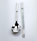 JBS Korean Chopsticks Spoon 1 Set Polished Stainless Steel Noodle Soup Restaurant Silver