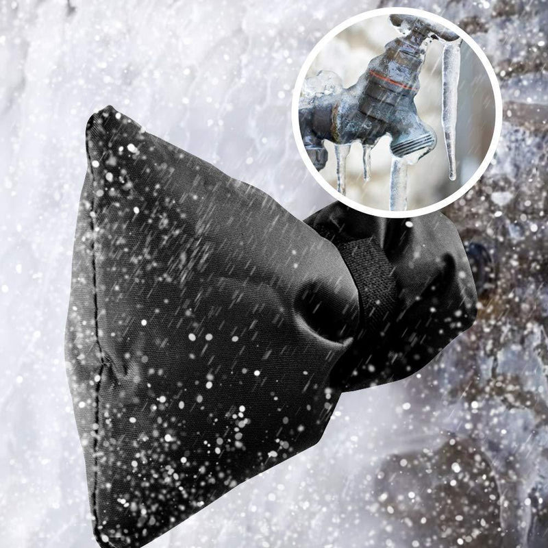 AHIROT Outdoor Faucet Cover Blue Faucet Socks for Freeze Protection (Black)