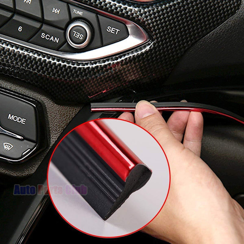 Car interior moulding Trim,3D DIY 5 Meters Electroplating Color Film Car Interior Exterior Decoration Moulding Trim Strip line by Auto Parts Club (red)