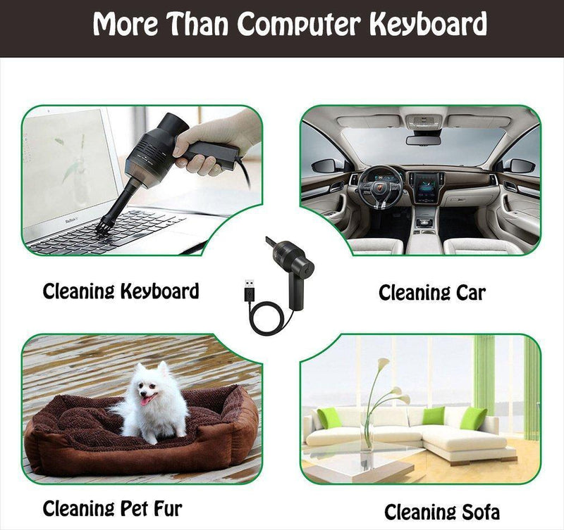 CRSURE USB Keyboard Vacuum,Mini Vacuum Cleaner with Two Replaced Nozzle for Cleaning Keyboard Dust,Bread Crumbs,Paper Scrap,Eraser Crumbs,Cigarette Ash,Makeup Bag,Car Device,Pet House