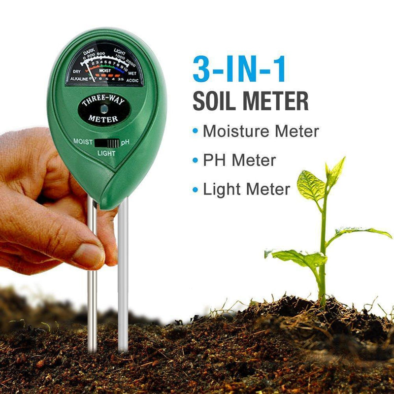 KKmall 3-in-1 Soil Meter with Moisture Light and PH Test Function