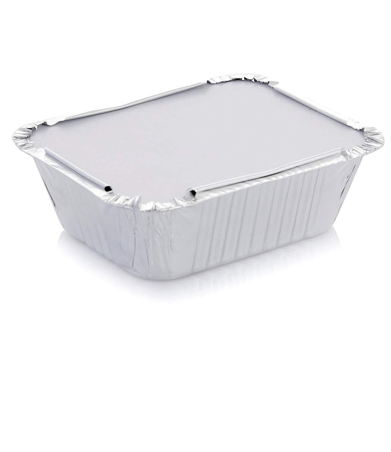 DOBI (50 Pack) 1lb Takeout Pans - Disposable Aluminum Foil Take-Out Containers with Lids, Small-Size, 5 1/2" x 4 1/2"