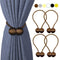 HILELIFE Magnetic Curtain Tiebacks Clips - Window Tie Backs Holders for Home Office Decorative Rope Holdbacks Classic Tiebacks Design, 1 Pair (Grey)