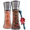Salt and Pepper Grinder Set of 2 - Tall Salt and Pepper Shakers with Adjustable Coarseness by Ceramic Rotor - Stainless Steel Pepper Mill Shaker and Salt Grinders Mills Set with FREE Cleaning Brush by Wonder Sky