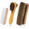 TAKAVU 6.7" Horsehair Shoe Shine Brush - 100% Soft Genuine Horse Hair Bristles - Unique Concave Design Wood Handle - Comfortable Grip, Anti Slip - for Boots, Shoes & Other Leather Care (#1)