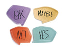Bico Yes No Maybe Ok Ceramic Appetizer Plates Set of 4, Microwave & Dishwasher Safe, For Dessert, Fruit, Cookie