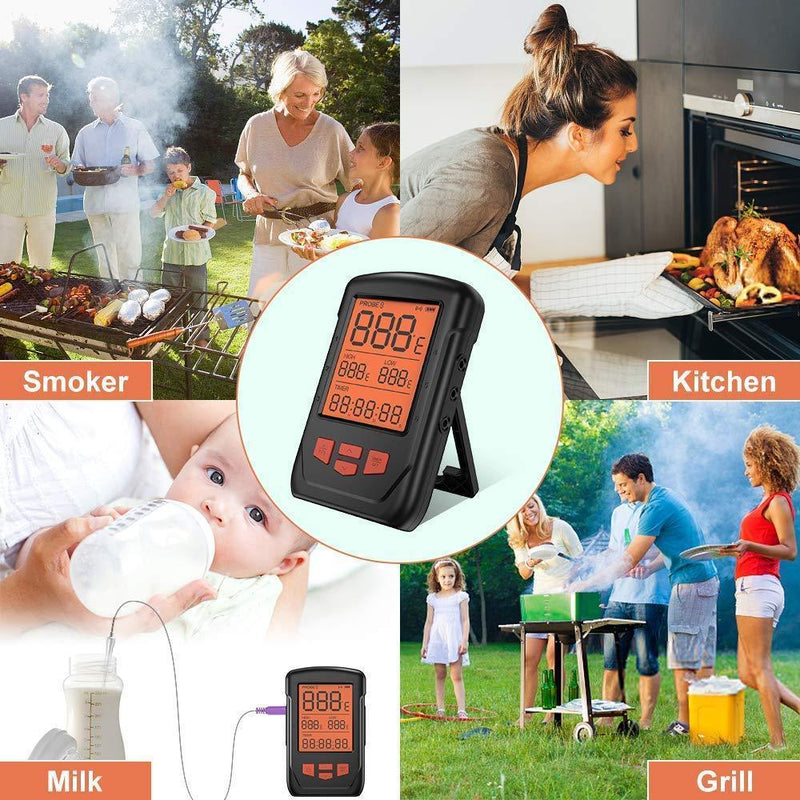 Wireless Meat Thermometer for Grilling, Bluetooth Meat Thermometer Digital BBQ Cooking Thermometer with 6 Probes, Alarm Monitor Cooking Thermometer for Barbecue Oven Kitchen, Support IOS & Android