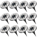 Sunco Lighting 12 Pack Solar Path Lights, Dusk-to-Dawn, 7000K Diamond White, Cross Spike Stake for Easy in Ground Install, Solar Powered LED Landscape Lighting - RoHS/CE