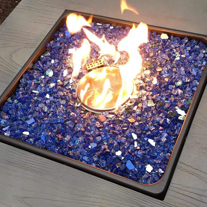 GASPRO 20-Pound Fire Glass – 1/2 Inch Reflective Tempered Fireglass with Fireplace Glass and Fire Pit Glass, Cobalt Blue Reflective