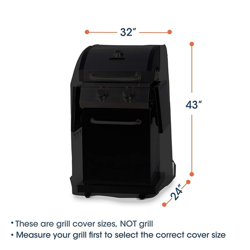 iDepot 2 Burner Gas Grill Cover 32 Inch, Heavy Duty Waterproof Small Space BBQ Cover for Grills with Collapsed Side Tables, All Weather Protection for Weber Char-Broil Nexgrill and More, Black