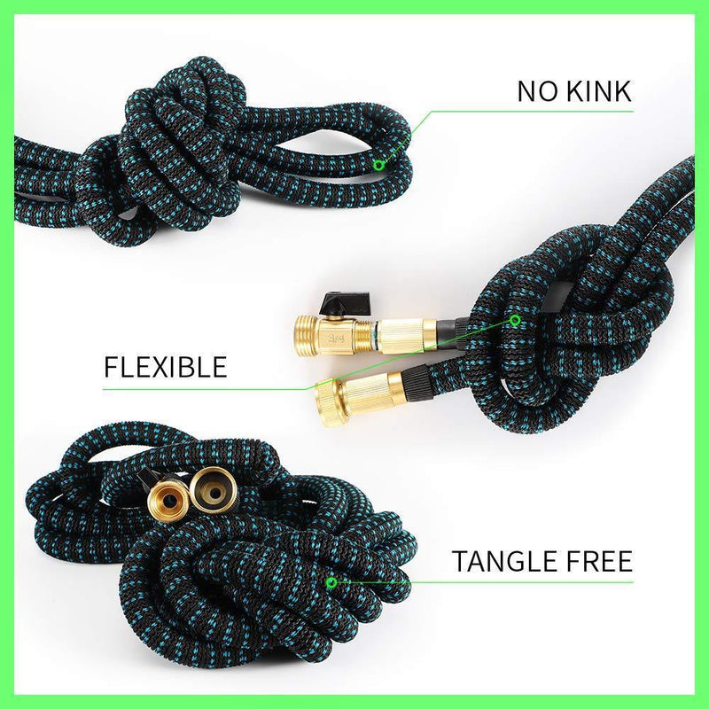 BOSNELL 75FT Garden Hose Expandable Hose, Durable Flexible Water Hose 8 Function Spray Hose Nozzle, 3/4" Solid Brass Connectors, Extra Strength Fabric, Lightweight Expanding Hose