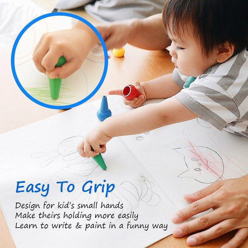 GiBot Toddlers Crayons Palm-Grip Crayons, 12 Colors Paint Crayons Sticks Stackable Toys for Kids, Toddlers, Child, Safety and Non-Toxic