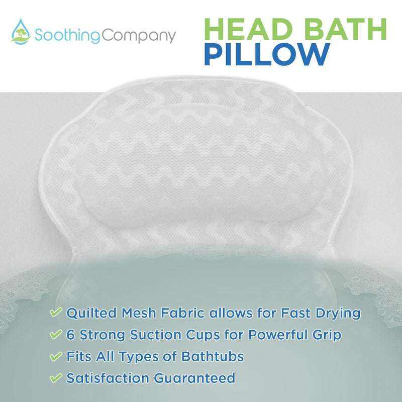 Bath Pillow By Soothing Company | Bathtub Cushion for Neck, Head, Shoulder and Back Support | Jacuzzi Hot Tub Headrest and Bath Tub Pillow Rest | Bath Accessories | Luxury Spa Comfort