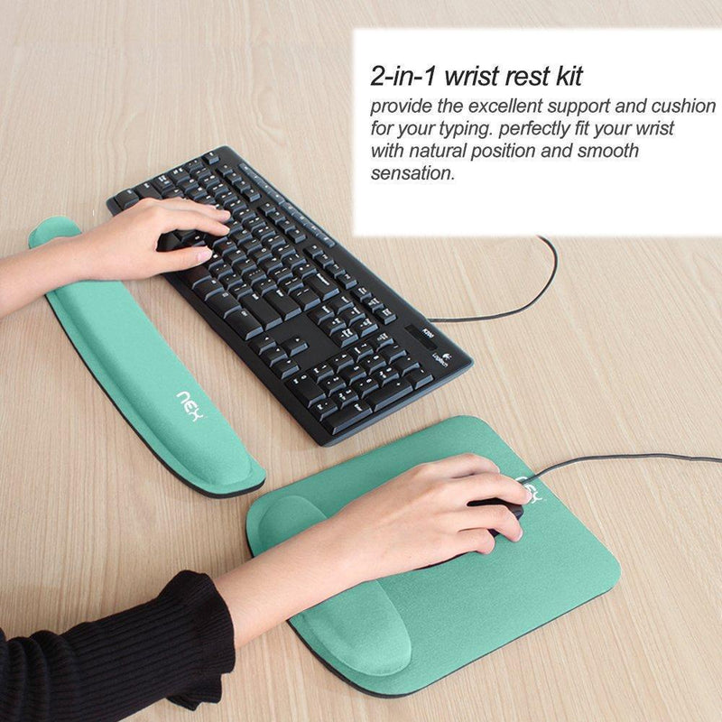 Nex Mouse Mat with Wrist Rest Pad Mouse Pad Keyboard Mouse Memory Foam Stress(mint green)