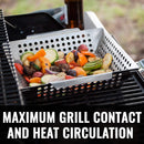 Grillaholics Grill Basket - Large Grilling Basket for More Vegetables - Heavy Duty Stainless Steel Grilling Accessories Built to Last - Perfect Vegetable Grill Basket for All Grills and Veggies