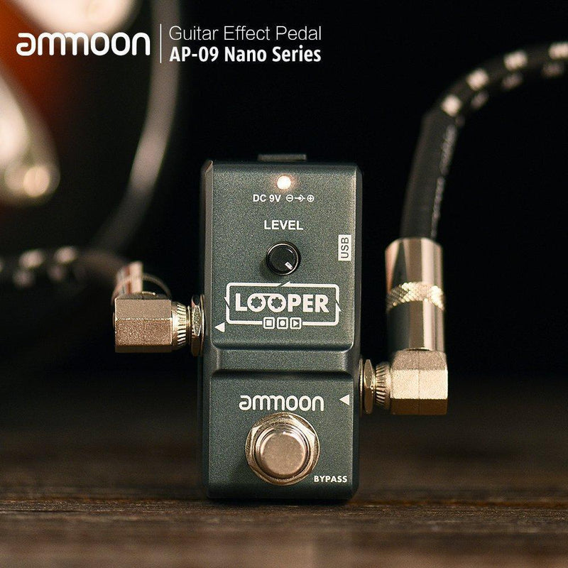 ammoon AP-09 Nano Loop Electric Guitar Effect Pedal Looper True Bypass Unlimited Overdubs 10 Minutes Recording with USB Cable