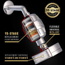 Luxury Filtered Shower Head Set 15 Stage Shower Filter For Hard Water Removes Chlorine and Harmful Substances - Showerhead Filter High Output by AquaHomeGroup