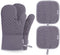 KeShi Kitchen Oven Mitts Set, Oven Mitts and Pot Holders, Heat Resistant with Quilted Cotton Lining, Non-Slip Surface 4 Pieces for Cooking, Baking, Grilling, Barbecue (Gray)
