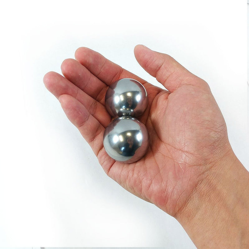 Top Chi® 1 lb. 1.5" Solid Stainless Steel Baoding Balls with Carry Pouch. Non-Chiming Chinese Health Balls for Hand Therapy, Exercise, and Stress Relief