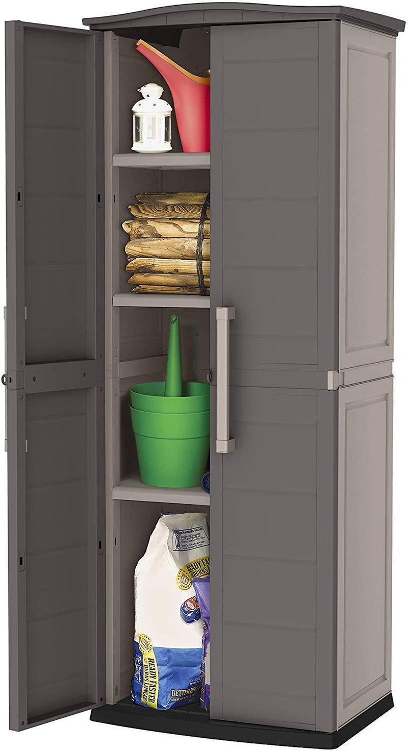 Keter 228852 Boston Tall Outdoor Storage Shed Cabinet, Brown